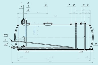 Чертеж Двустенный горизонтальный резервуар РГСД-25 м3